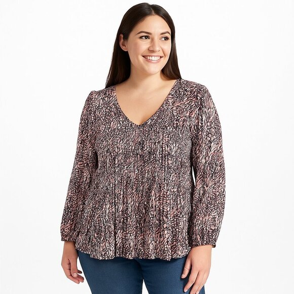 Spense Blouse Medium Multicolored Pleated Sleeveless Workcore Top Casual Print - Picture 1 of 14
